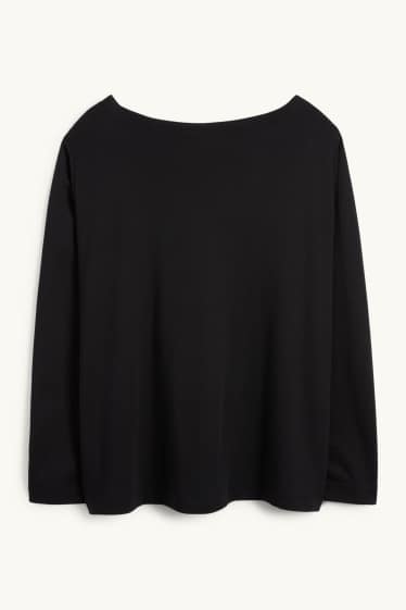 Mujer - Camiseta básica de manga larga - regular fit - negro