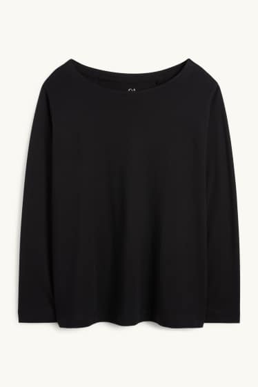 Mujer - Camiseta básica de manga larga - regular fit - negro