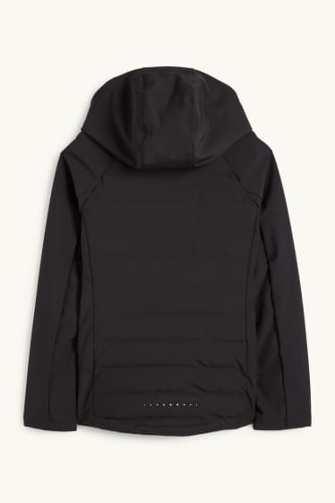 Femmes - Veste de sport chaude à capuche - finition déperlante - noir