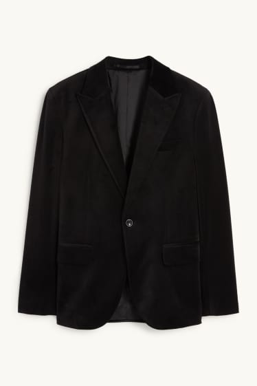 Hombre - Americana aterciopelada - slim fit - Stretch - negro