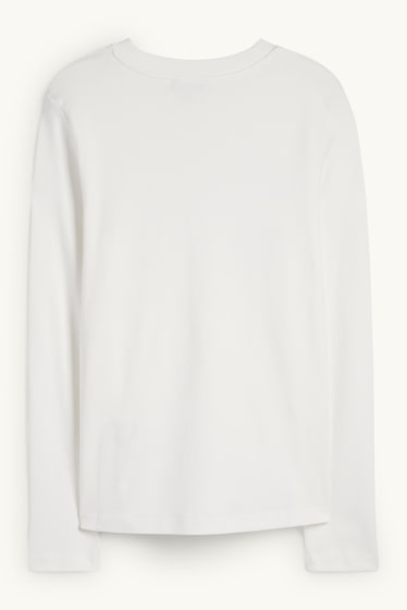 Damen - Langarmshirt - Regular Fit - Glanz-Effekt - weiß