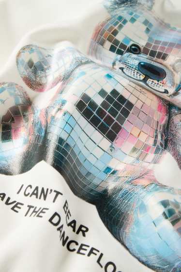 Children Girls - Teddy bear - hoodie - white