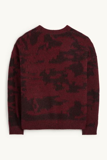 Hombre - Cárdigan - estampado - burdeos