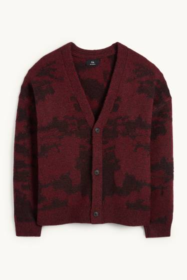 Hombre - Cárdigan - estampado - burdeos