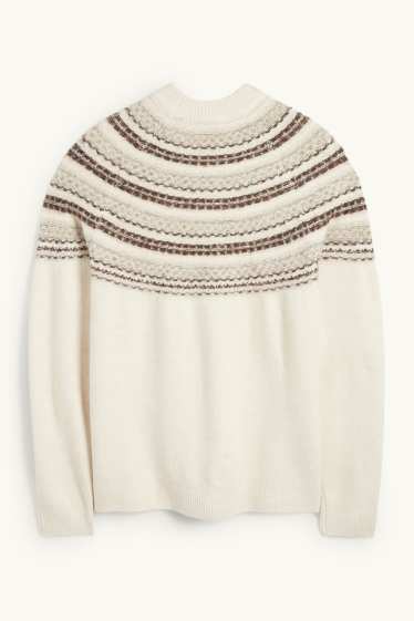 Bărbați - Pulover - cu model - alb-crem