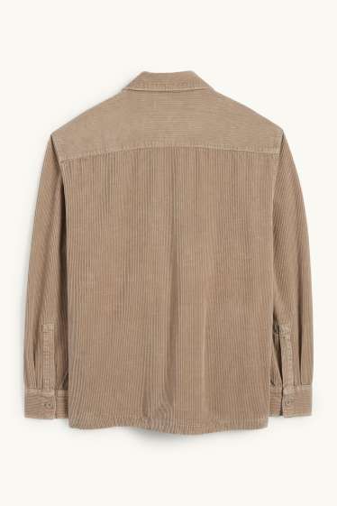 Hommes - Veste-chemise en velours côtelé - relaxed fit - col kent - beige