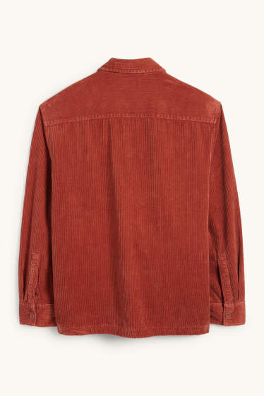 Hommes - Veste-chemise en velours côtelé - relaxed fit - col kent - orange