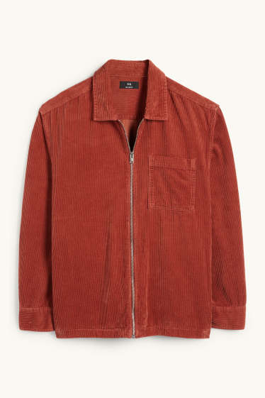 Hommes - Veste-chemise en velours côtelé - relaxed fit - col kent - orange