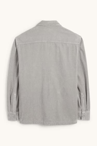 Herren - Cord-Hemdjacke - Relaxed Fit - Kent - grau
