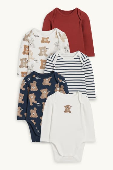 Unisex - Multipack of 5 - teddy bear - baby bodysuit - cremewhite