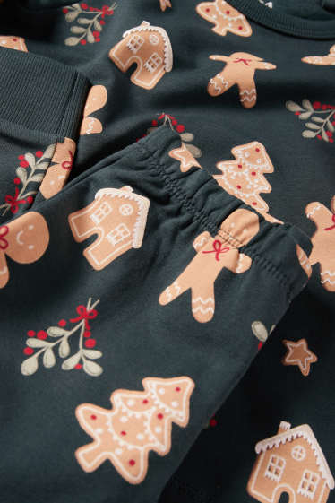 Kinderen: jongens - Mini Me - kinderpyjama voor de kerst - 2-delig - met patroon - donkergroen