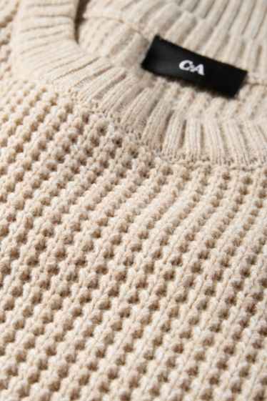 Hommes - Pull - finition texturée - beige