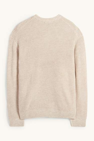 Hommes - Pull - finition texturée - beige