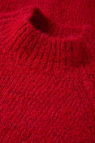 Dames - Gebreide jurk - straight fit - rood