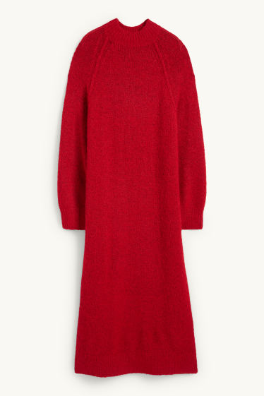 Dames - Gebreide jurk - straight fit - rood