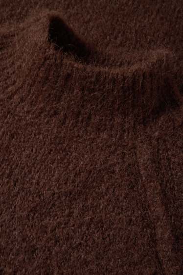 Dames - Gebreide jurk - straight fit - donkerbruin