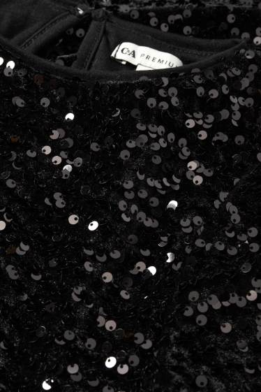 Kinderen: meisjes - Fluwelen jurk met pailletten - zwart