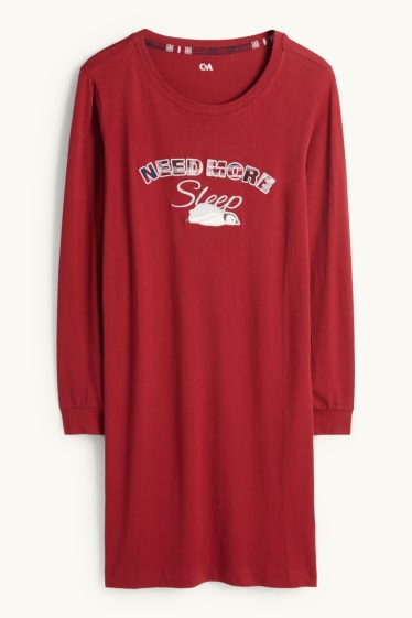 Donna - Camicia da notte - rosso scuro