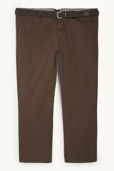 Men - Trousers with belt - regular fit - dark green