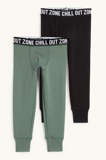 Kinderen: jongens - Set van 2 - lange thermo-onderbroek - zwart