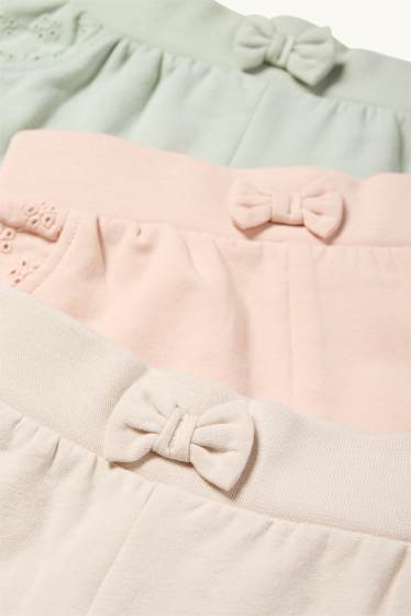 Baby Mädchen - Multipack 3er - Baby-Jogginghose - Broderie Anglaise - hellbeige