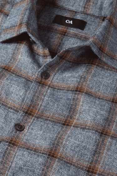 Hommes - Chemise - regular fit - col kent - à carreaux - bleu foncé