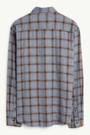 Hommes - Chemise - regular fit - col kent - à carreaux - bleu foncé