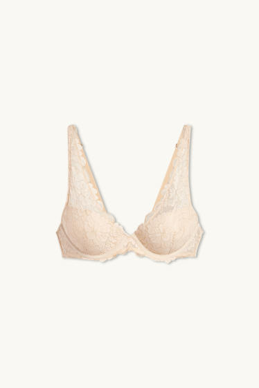 Women - Underwire bra - PLUNGE - padded - light beige