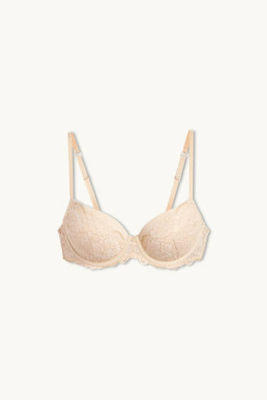 Women - Underwire bra - FULL COVERAGE - padded - light beige