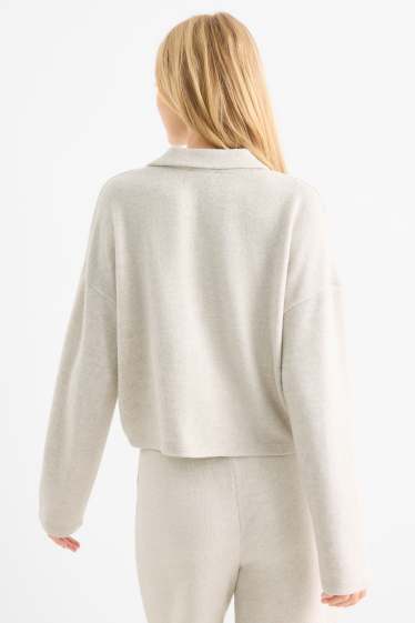 Femmes - Pull - finition côtelée - beige clair