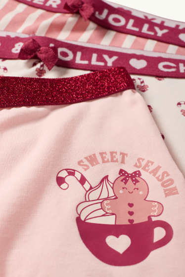 Copii - Fete - Set - pijama și boxeri cu motive de Crăciun - 5 piese - roz