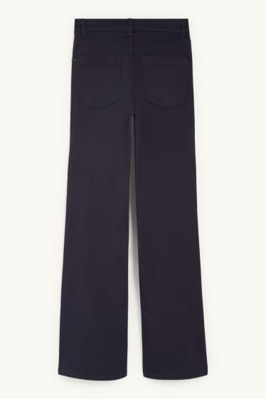 Femei - Pantaloni de stofă - talie înaltă - evazați - albastru închis