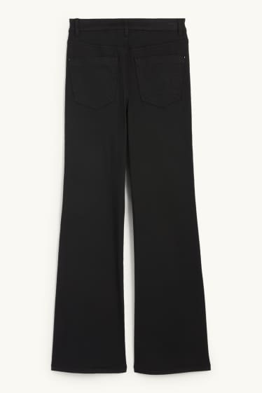 Damen - Stoffhose - High Waist - Flared - schwarz