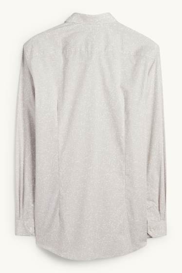 Hommes - Chemise de bureau - slim fit - col Kent - à motif - gris clair