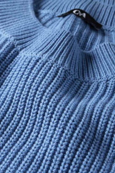 Women - Jumper - ribbed - light blue