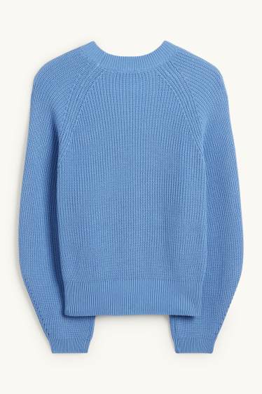 Women - Jumper - ribbed - light blue