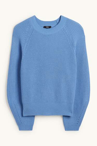 Women - Jumper - ribbed - light blue