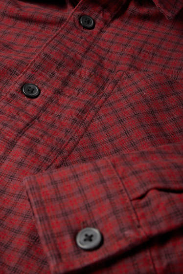 Hommes - Chemise - relaxed fit - col kent - à carreaux - rouge foncé / noir