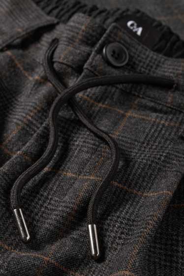 Pánské - Kalhoty chino - tapered fit - kostkované - tmavošedá