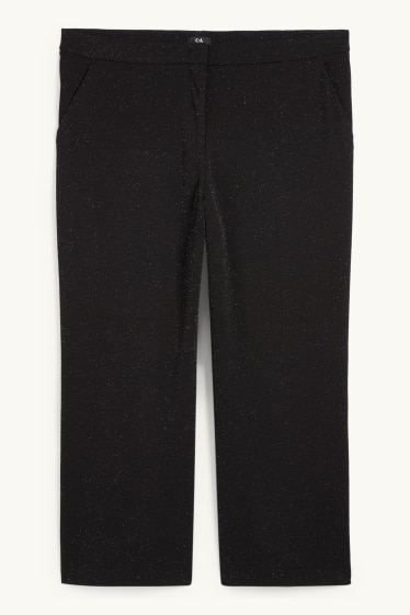 Dona - Pantalons - high waist - wide leg - efecte brillant - negre