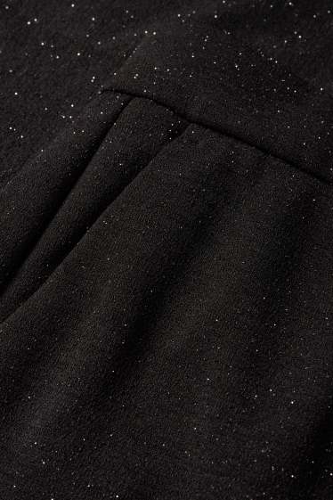 Dames - Broek - high waist - wide leg - glanseffect - zwart