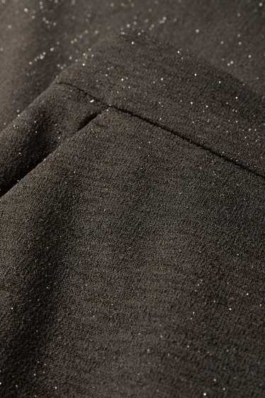 Dames - Broek - high waist - wide leg - glanseffect - donkergrijs