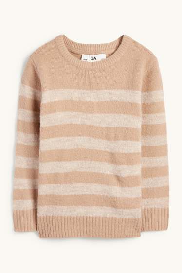 Kinder Buben - Pullover - gestreift - beige