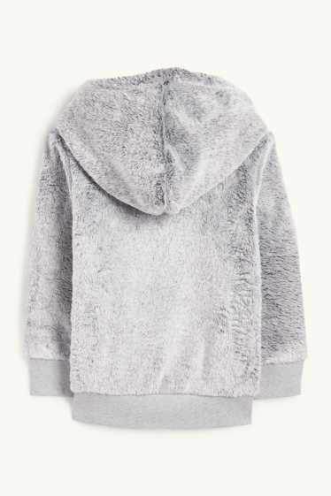 Bambini - Felpa con cappuccio in ecopelliccia - grigio