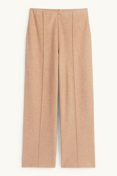 Femmes - Pantalon en maille - mid waist - regular fit - marron clair