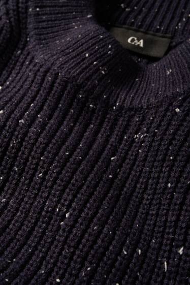 Men - Jumper - ribbed - dark blue