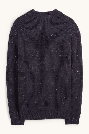 Men - Jumper - ribbed - dark blue