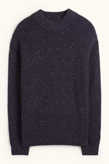 Men - Jumper - ribbed - dark blue