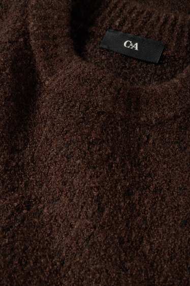 Hommes - Pull en finition bouclée - marron foncé