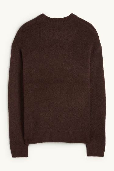 Hommes - Pull en finition bouclée - marron foncé
